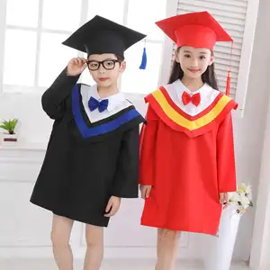 2023 High quality wholesale children kindergarten graduation hat graduation gown black and blue