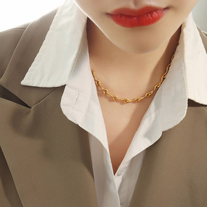 <span class=keywords><strong>10K</strong></span> 금도금 스테인리스 스틸 여성용 클래식 주얼리 세트 후크 모양 팔찌 목걸이 결혼식 파티 선물 T581 - Product Image 6