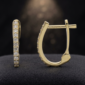Pendientes de Aro de Oro Amarillo de 14K para Mujer con Diamantes Naturales de 0.22ct, Baño de Rodio, Joyería Fina para Uso Diario, Fiesta, Compromiso, Lujo - Product Image 1