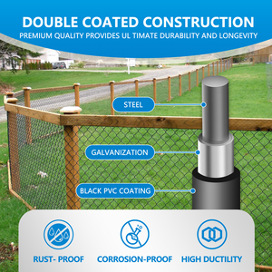 6ft x 50ft 10 Gauge Black Vinyl Coated Steel <b>Garden</b> Fence Chain Link Fence Roll 2" Hole Openings - Product Image 4