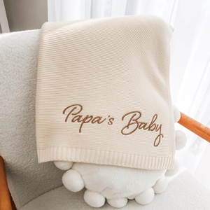 Couverture pour bébé en tricot <span class=keywords><strong>personnalisé</strong></span> avec nom, en coton de bambou biologique 100%, pour garçons et filles - Product Image 4