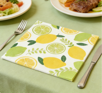 Serviettes en papier jetables imprimées citron, décoration de table estivale, serviettes à motif citron, fournitures de fête sur le thème des fruits pour la cuisine