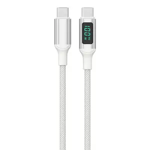 Aluminum alloy braided OEM packaging length digital display type c to type c pd charging usb cable 100w