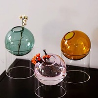 Vase hydroponique en verre bleu royal, vase moderne créatif et coloré pour la maison