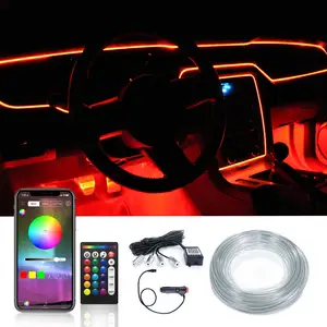 RGB uzaktan kumanda araba ortam ışığı 5050 dekoratif fiber optik araç adaptörü LED araba ışık şeritleri renkli atmosfer ışıkları