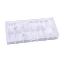 ZHI JIA - Puntas de Uñas de Plástico de Estilo Francés, Forma Stiletto Cuadrada, Cobertura Total, Colores Claros, Longitud Media/Larga, Pre-diseñadas, Fáciles de Pegar