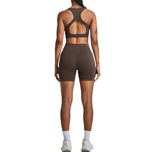 ชุดออกกำลังกายโยคะ2ชิ้นสำหรับผู้หญิงผ้าสแปนเด็กซ์/ ไนลอนระบายอากาศได้อย่างรวดเร็วโลโก้ที่กำหนดเอง - Product Image 3