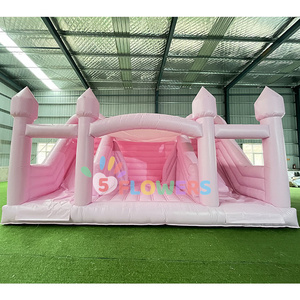 Tobogán doble Casa de rebote blanca Estructura de castillo hinchable tobogán Jeux Chateau gonflable blanc - Product Image 3