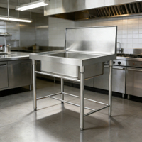 Commerciële restaurantkeuken spoelbak van SUS304 roestvrij staal, modern design, gepolijste afwerking, 2 jaar garantie voor gebruik in restaurants en hotels