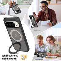 Coques de téléphone portable magnétiques orange avec support rotatif à 360° en métal, coque transparente mate pour Google Pixel 6A 7A 8A 9A 10 Pro Xl