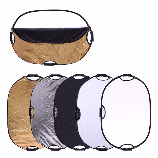120x180cm Professional 5 in 1 Oval Foldable Reflector Panel With Handles Photo Shoot
