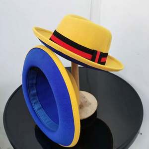 Nuevo Sombrero Fedora Rojo de Dos Tonos Personalizado, Sombrero Trilby de Ala Corta con Borde Levantado para Hombre, Ideal para Fiestas - Product Image 5