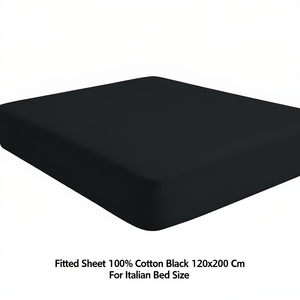 Sábana Ajustable 100% Algodón Negra 120x200 Cm Para Cama Italiana - Product Image 3