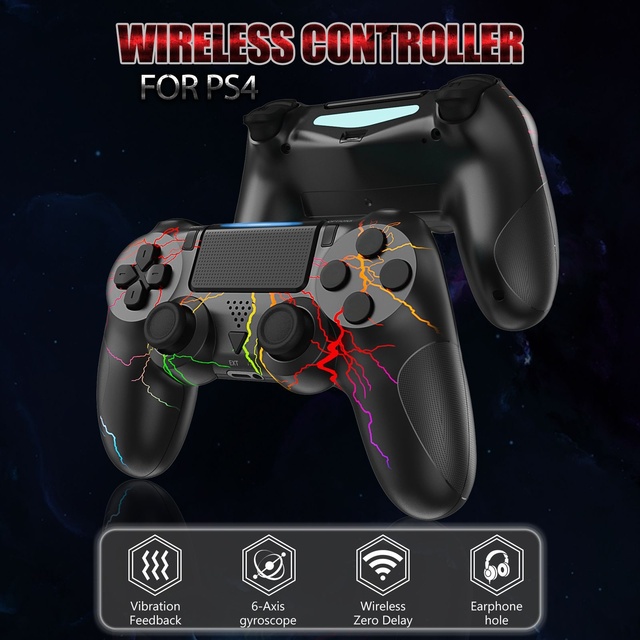 Wireless Gamepad with Six Axis Gyroscope Game Controller For PS4 PS3 Console Wins 7 8 10 Dual Vibration PC Joystick RGB lights