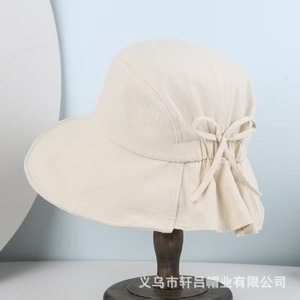 Sombrero para el sol para mujer, de ala ancha, de algodón blanco, UPF 50, plegable, transpirable, protección solar, para verano, uso al aire libre - Product Image 2