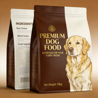 Sacs d'emballage personnalisables, imprimables, en PE de qualité alimentaire, à fond plat avec fermetures éclair, adaptés pour la nourriture pour chiens, la nourriture pour chats et les friandises pour animaux de compagnie.