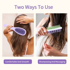 New Design Double-sided Hair Washing Brush Massager Silicone Nylon Toothed <b>Belt</b> Handle Smooth Hair Massage Scalp Brush - Product Image 5