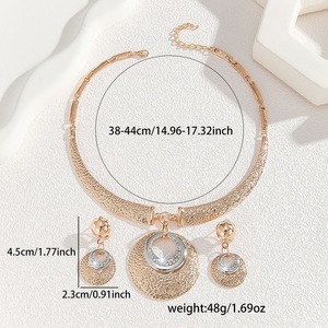 Alloy <strong>Indian</strong> Gold Classic Wedding Party <strong>Jewelry</strong> Set Necklace Earrings Bracelet and Ring Four Pieces Wholesale - Product Image 5