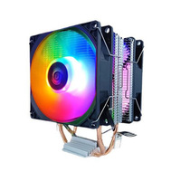 Cool Storm Refroidisseur CPU Monobloc Double Ventilateur Double Tube en Cuivre 1700 à Pression Descendante Cadre Noir RVB Lumineux 12VDC 3 Broches Fluide