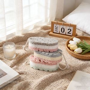 Three Color <b>Bath</b> <b>Sponge</b> Oval Thickened Hangable Shower Scrubbing Pad For Adults - Product Image 1