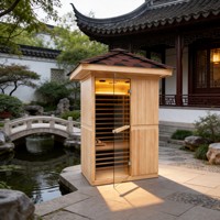 Rumah Sauna Uap Kering Inframerah Jauh 2 Orang dari Kayu Hemlock Kanada Solid Ramah Lingkungan Gaya Cina, Set Lengkap, Mudah Dipasang, dan Dapat Dioperasikan dengan Steker Listrik