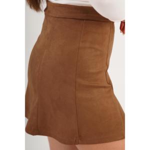 Jupe Courte Femme Taille Haute en Similicuir Souple Marron Foncé – Vente en Gros - Product Image 2