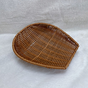 Oval Imitation Rattan Woven <b>Basket</b> Fruit Vegetable Drain Kitchen <b>Storage</b> Tray Eco Friendly 28x27x9cm - Product Image 1