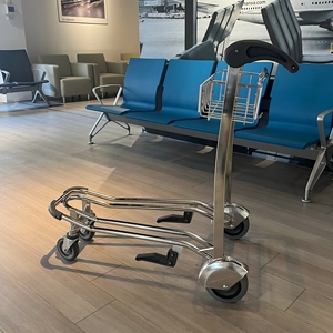 Airport Luggage <b>Trolley</b> Carts Three Rubber Wheels Airport Hand Brake Baggage <b>Trolley</b> Airport <b>Trolley</b> - Product Image 2