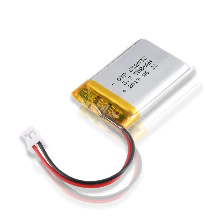 KC CB RoHS CE MSDS認定充電式リチウムイオン電池DTP652533 500mAh 3.7V Li-Polymer Battery with Molex JST