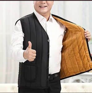 <span class=keywords><strong>Gilet</strong></span> en <span class=keywords><strong>velours</strong></span> pour hommes haut de gamme avec doublure en fourrure <span class=keywords><strong>Gilet</strong></span> à col en V Coton épaissi pour les costumes d'hiver Style papa - Product Image 1