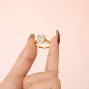 Dylam High Jewelry 18K Gold Plated 925 <b>Silver</b> <b>Solitaire</b> 8*10mm Rectangle 5A Zirconia Shiny Engagement Promise Fine Jewelry <b>Rings</b> - Product Image 4