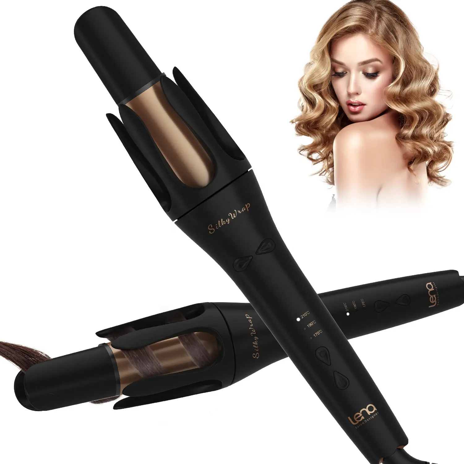 Lena Custom Smart Anti-stuck Ionic Electric Auto Rotating Ceramic Hair Curler Rotatable Automatic Curling Iron Wand