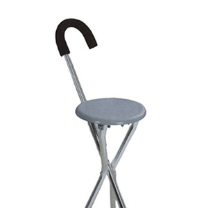 Portable Walking Stick <b>Stool</b> For Seniors Lightweight Foldable Aluminum Alloy With Seat And Foam Grip - Product Image 1