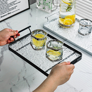 Rectangular Metal Serving Tray With Handles Heat Resistant For Hotel Dining Fruit Tea Service Luxury Style 12x8 Inches - Product Image 3