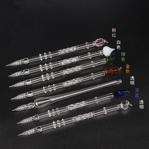 Bolígrafo de tinta de vidrio vacío DIY, bolígrafos de caligrafía <span class=keywords><strong>Sakura</strong></span> de Japón, barril de vacío transparente, pluma de inmersión de vidrio rellenable de flores secas de cristal - Product Image 1