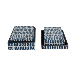 Set di Scatole Decorative Rettangolari in Legno con Intarsi, Contenitori Moderni in Resina per Gioielli, Ricordi e Arredamento Casa - Product Image 4