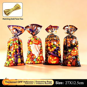 Wholesale Halloween Candy Bags 4 Designs Mixed OPP Clear Trick or Treat Gift Packaging Bags for Halloween Party Snack Biscuit - Product Image 1