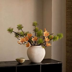 와비사비 스타일 세라믹 꽃병, 거실 꽃꽂이, 홈스테이 호텔, 하이엔드 느낌, 화이트 레트로 - Product Image 5