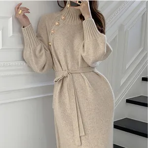 Vrouwen Jurken Winter Retro Lange Mouw Maxi Jurk Dames Elegante Mode Kleding 2023 Goedkope Casual Vrouwen Jurk