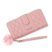 Dompet panjang wanita kulit Pu tempat kartu kapasitas besar pengait ritsleting dompet koin Multi Organizer kartu tas tangan ponsel