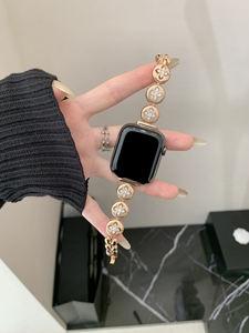 Correa de reloj metálica brillante Upro Fashion para mujer, compatible con Apple Watch Series 11 10, correa de lujo para reloj inteligente Iwatch - Product Image 4