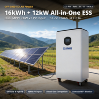 Batterie de stockage solaire hors réseau SAMAS 16 kWh, 12 kW tout-en-un ESS LiFePO4 314 Ah avec onduleur MPPT intégré pour la sauvegarde des exploitations agricoles et des îles