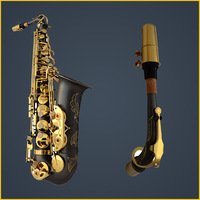 Earl Mann Instrument Brass Alto Drop E Saxophone Matte Black Nickel Professional with High-Grade Suitcase