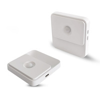 Lampe de nuit carrée sans fil à détecteur de mouvement, 5 m, détection grand angle 120 degrés, rechargeable USB-C, lumière LED blanc chaud à intensité variable