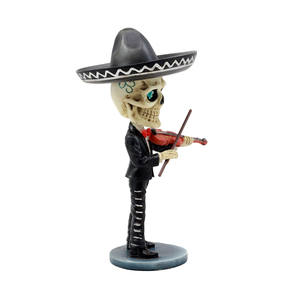 Estatua de Resina Pintada a Mano del Día de los Muertos, Decoración Mexicana, Esqueleto Bobblehead Tocando la Guitarra, Figura Personalizada - Product Image 4