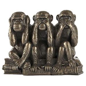 Entendre, ne pas <span class=keywords><strong>parler</strong></span>, pas de mal, Statue 3 singes, trois vraies de l'homme, Figurine en polyrésine, finition Bronze - Product Image 4