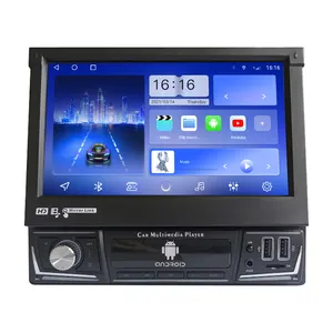 7 inç 1 Din araba radyo araba android müzik seti araç ses sistemi geri çekilebilir dokunmatik ekran otomobil radyosu MP5 multimedya DVD OYNATICI