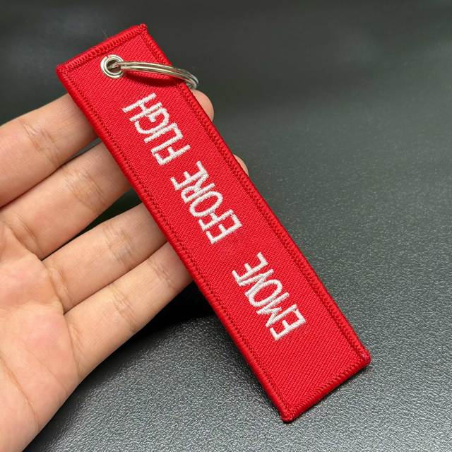 Personalized Double-Sided Eco-Friendly Stainless Steel Embroidered Keychain for DIY Bags and Custom Logo Gifts