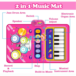 EPT Alfombra Musical 2 en 1 con Piano y Batería para Bebés - Juguete Musical Infantil <span class=keywords><strong>de</strong></span> 12 a 18 <span class=keywords><strong>Meses</strong></span>, Regalos <span class=keywords><strong>de</strong></span> Cumpleaños y Pascua para Bebés, Alfombra <span class=keywords><strong>de</strong></span> Piano para Bebés, Juguete para Niños Pequeños - Product Image 3