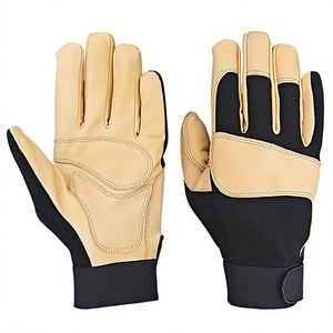Gants de travail en cuir de chèvre de qualité supérieure, durables, pour la construction et la mécanique, paume rembourrée pour résistance aux vibrations, antidérapants - Product Image 1